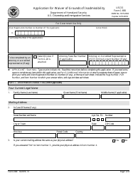 Document preview: USCIS Form I-690 Application for Waiver of Grounds of Inadmissibility