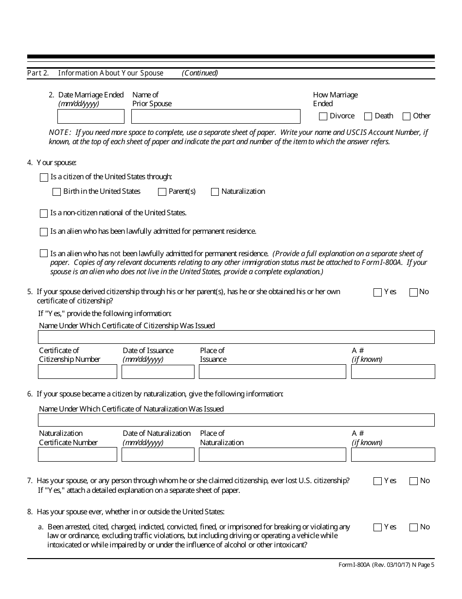 USCIS Form I-800A Application for Determination of Suitability to Adopt a Child From a Convention Country, Page 5