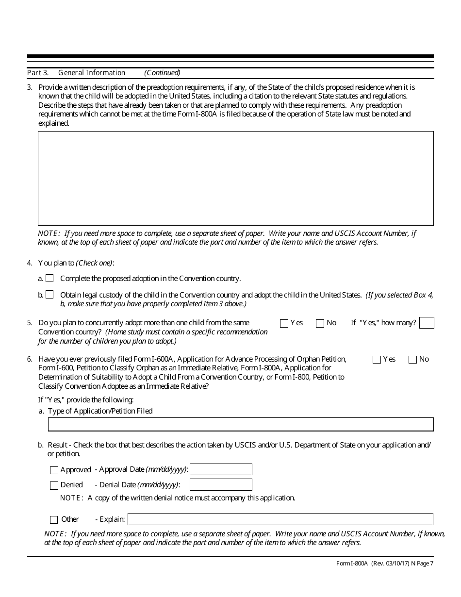 USCIS Form I-800A Application for Determination of Suitability to Adopt a Child From a Convention Country, Page 7