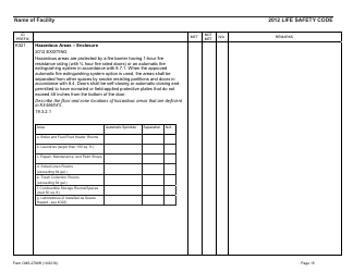 Form CMS-2786r Fire Safety Survey Report 2012 Code - Health Care, Page 15