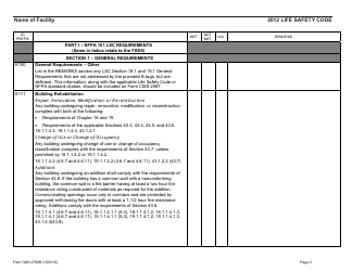 Form CMS-2786r Fire Safety Survey Report 2012 Code - Health Care, Page 2