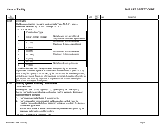Form CMS-2786r Fire Safety Survey Report 2012 Code - Health Care, Page 5