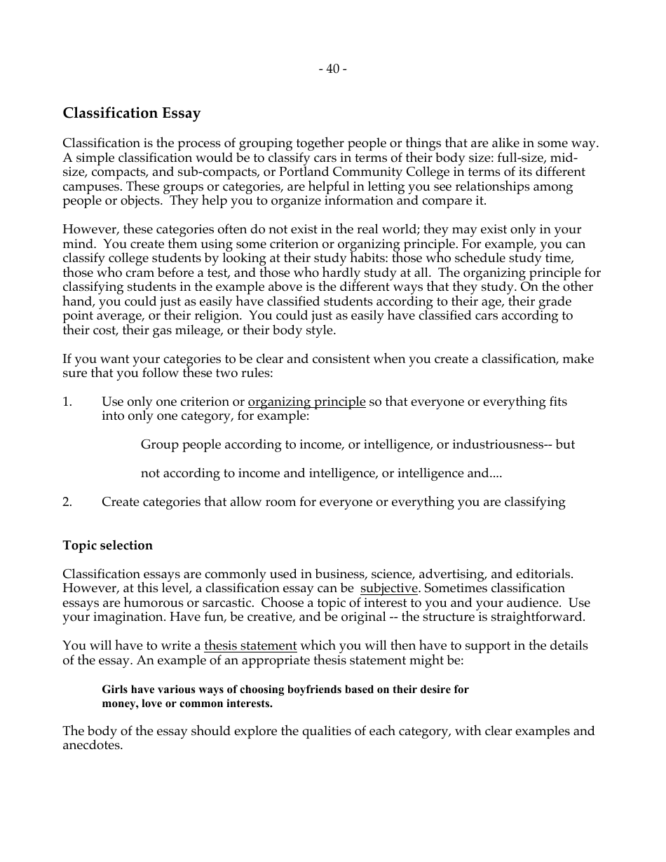 Excerpt Handbook Classification - TemplateRoller