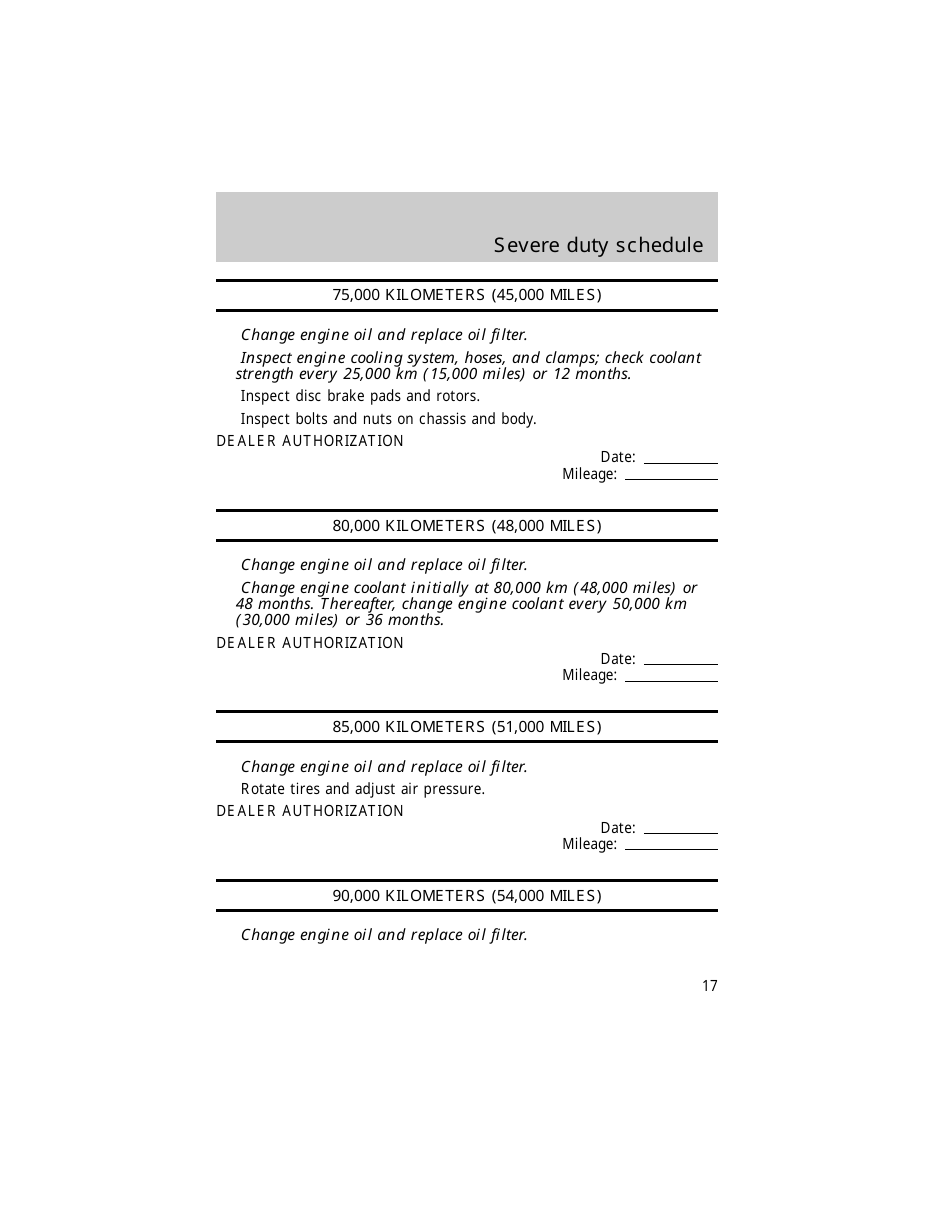 Vehicle Maintenance Schedule Template - Ford Motor Company, Page 17