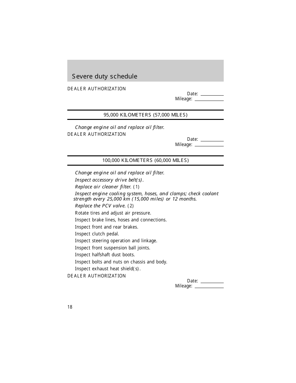 Vehicle Maintenance Schedule Template - Ford Motor Company, Page 18