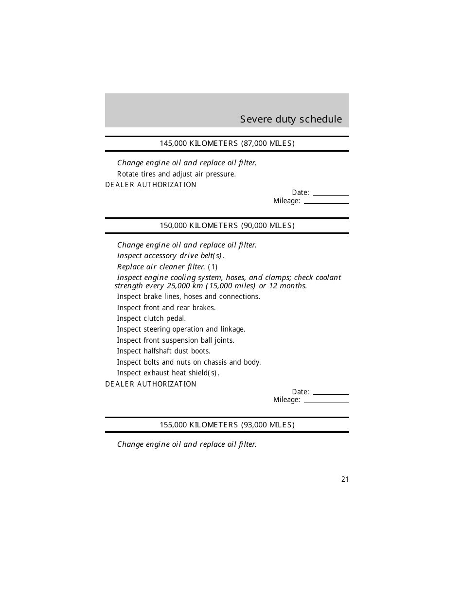 Vehicle Maintenance Schedule Template - Ford Motor Company, Page 21
