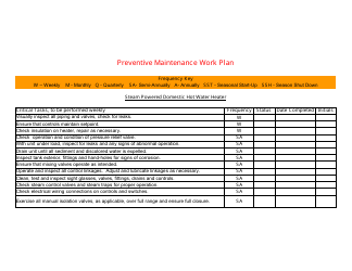 &quot;Preventive Maintenance Work Plan Template&quot;, Page 11