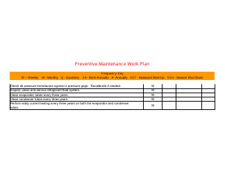&quot;Preventive Maintenance Work Plan Template&quot;, Page 22