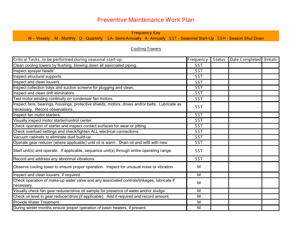 Preventive Maintenance Work Plan Template, Page 24