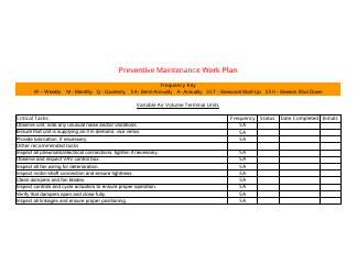 &quot;Preventive Maintenance Work Plan Template&quot;, Page 2