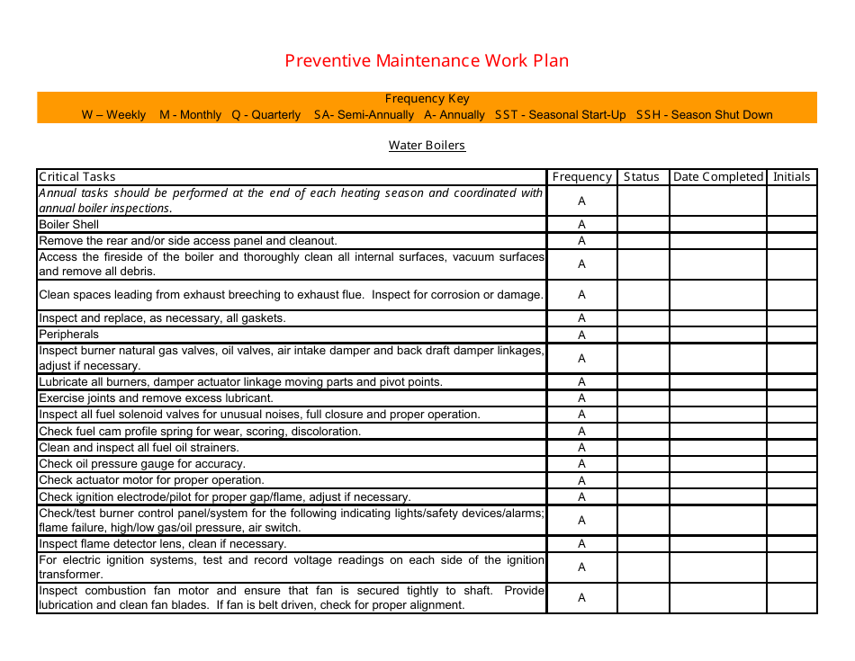Preventive Maintenance Work Plan Template, Page 30