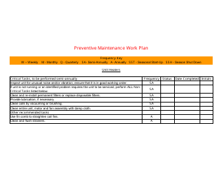 &quot;Preventive Maintenance Work Plan Template&quot;, Page 5