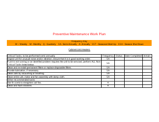 &quot;Preventive Maintenance Work Plan Template&quot;, Page 8