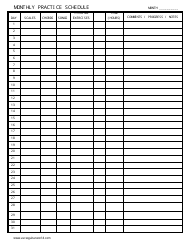 Document preview: Monthly Practice Schedule Template