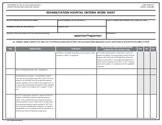 Form CMS-437b Rehabilitation Hospital Criteria Work Sheet