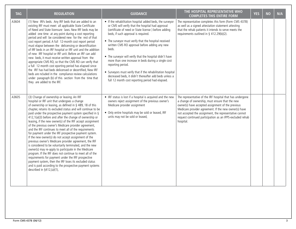 Form CMS-437b Rehabilitation Hospital Criteria Work Sheet, Page 3