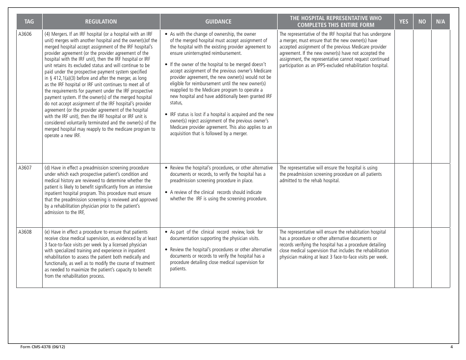 Form CMS-437b Rehabilitation Hospital Criteria Work Sheet, Page 4