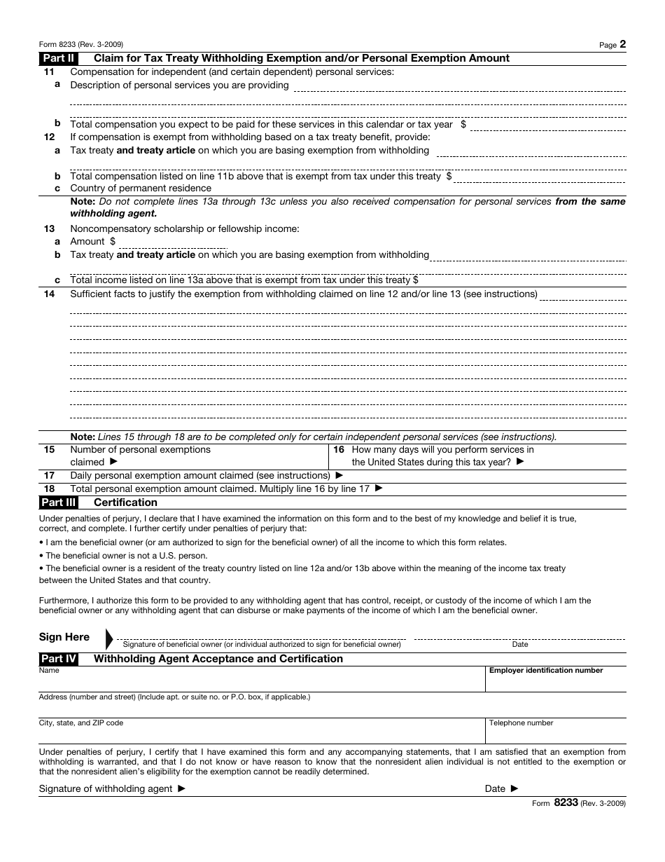 IRS Form 8233 - Fill Out, Sign Online and Download Fillable PDF ...