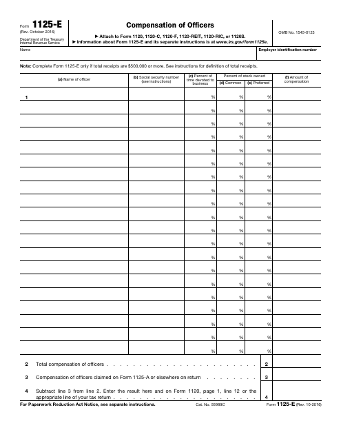IRS Form 1125-E  Printable Pdf