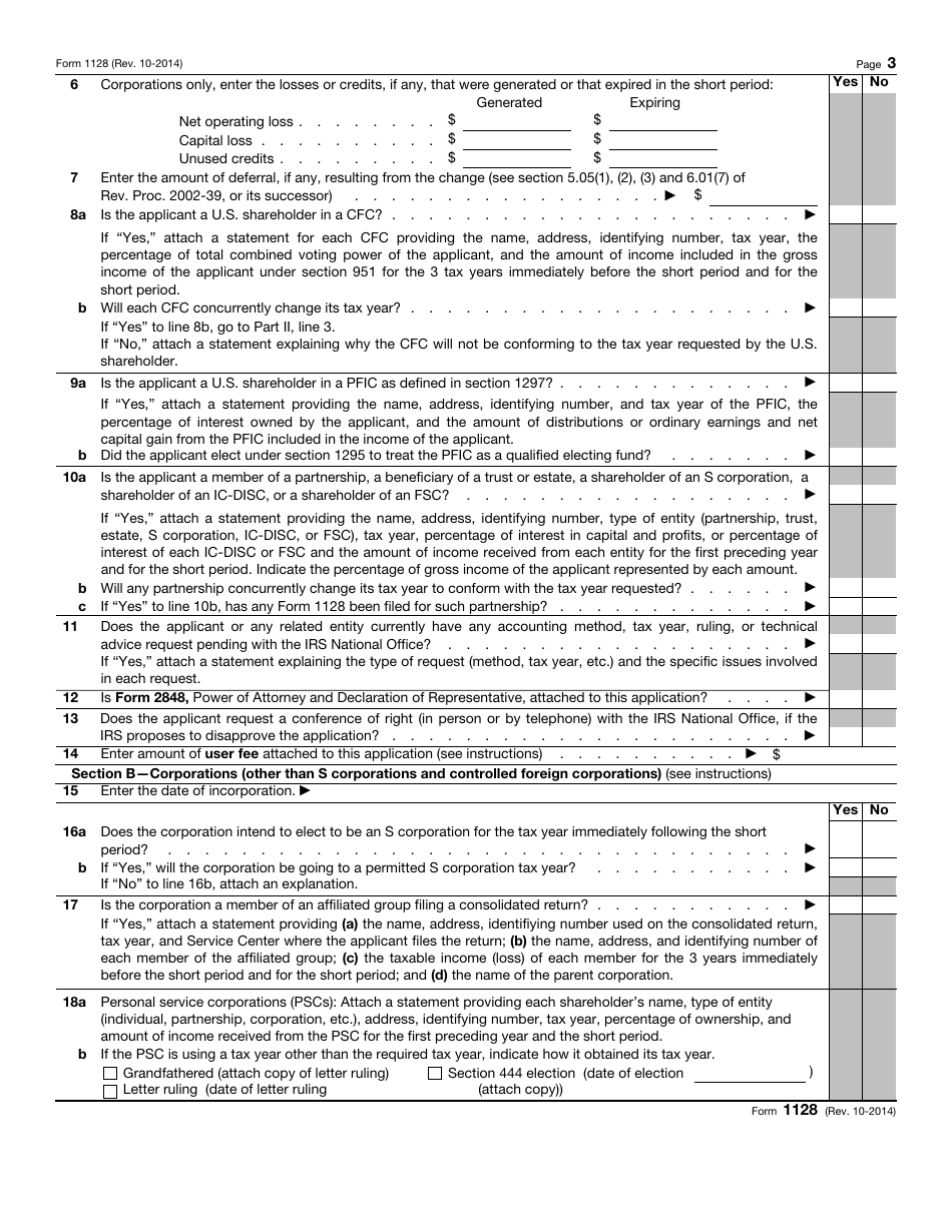 IRS Form 1128 - Fill Out, Sign Online and Download Fillable PDF ...