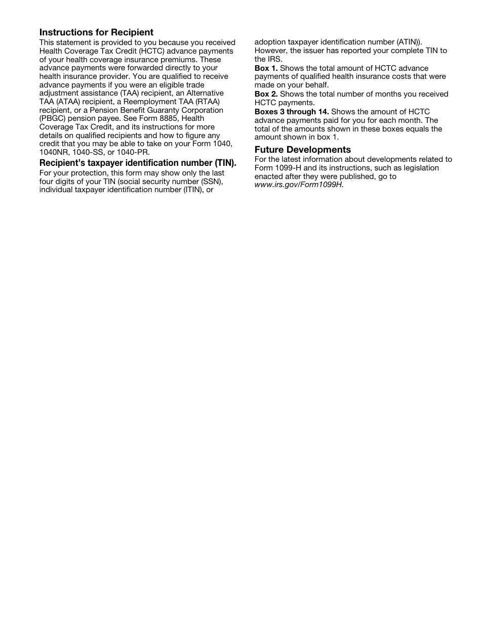 IRS Form 1099-H Health Coverage Tax Credit (Hctc) Advance Payments, Page 3