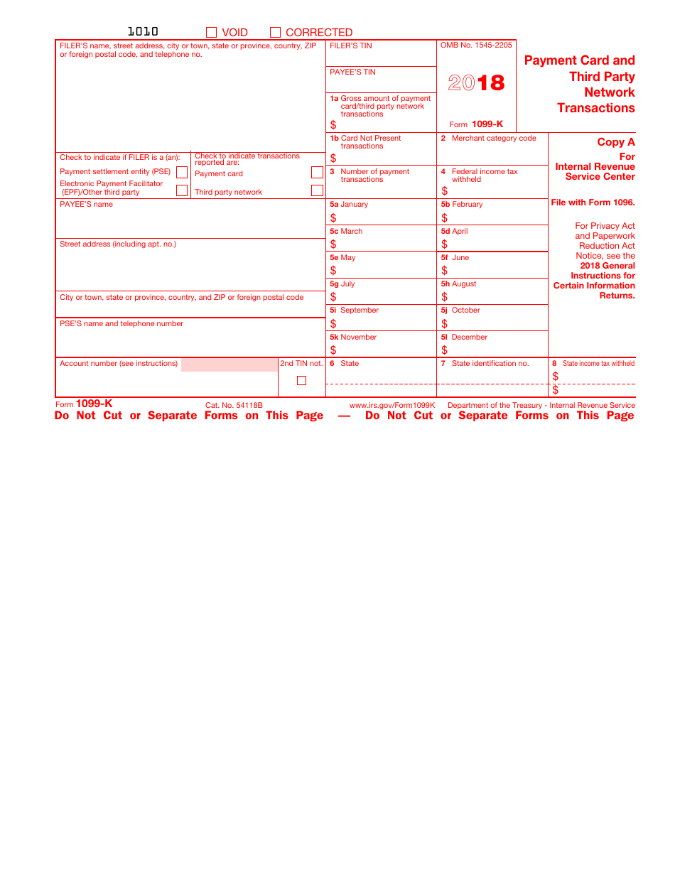 IRS Form 1099-K Payment Card and Third Party Network Transactions, Page 2