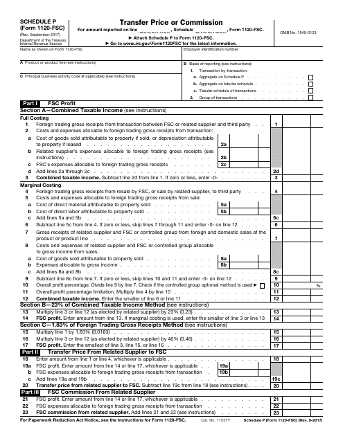 IRS Form 1120-FSC Schedule P  Printable Pdf