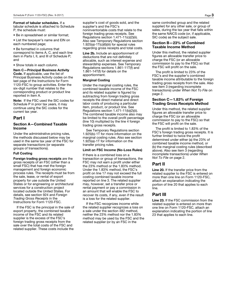 IRS Form 1120-FSC Schedule P Transfer Price or Commission, Page 3