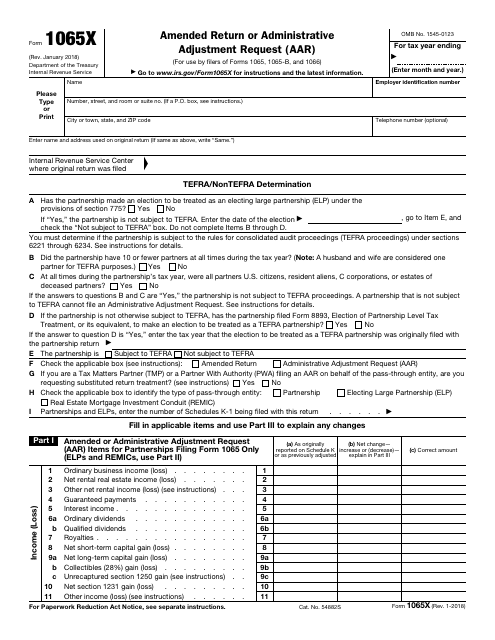 IRS Form 1065X  Printable Pdf