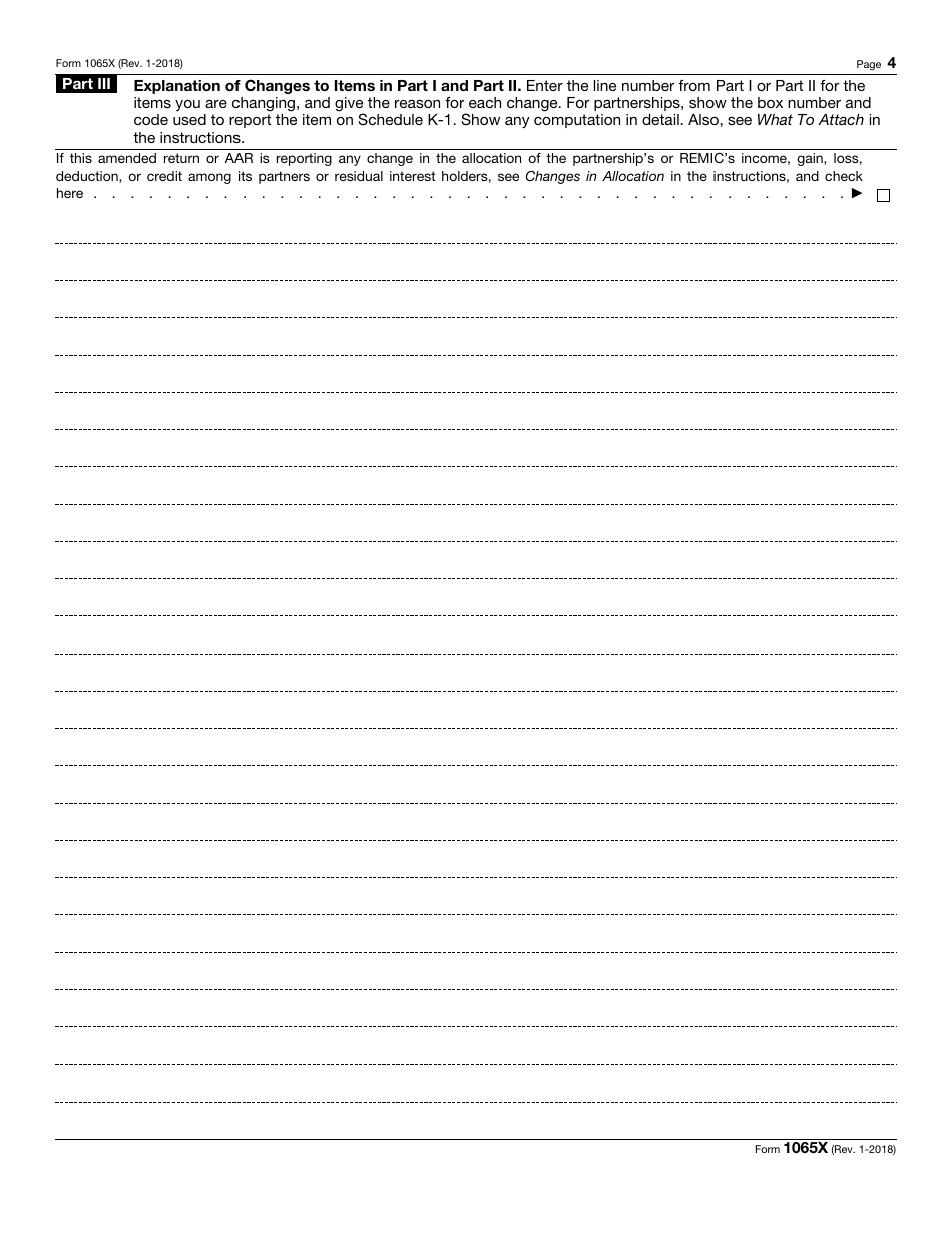 IRS Form 1065X Amended Return or Administrative Adjustment Request (AAR), Page 4
