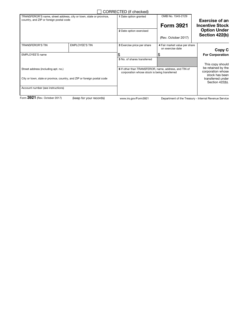 IRS Form 3921 Exercise of an Incentive Stock Option Under Section 422(B), Page 5