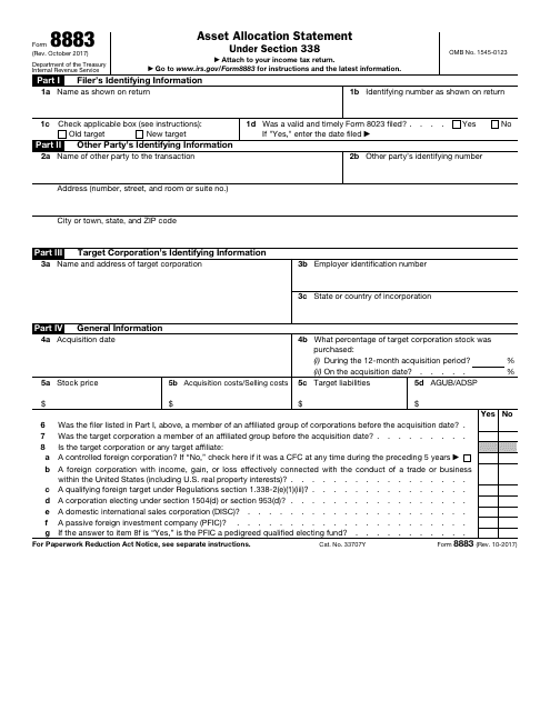 IRS Form 8883  Printable Pdf