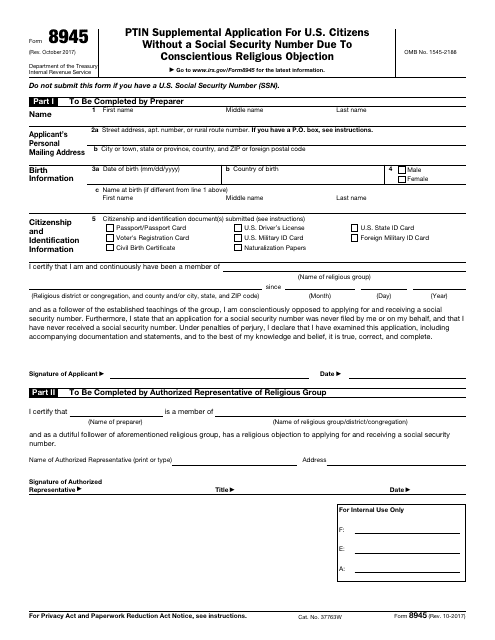 IRS Form 8945  Printable Pdf