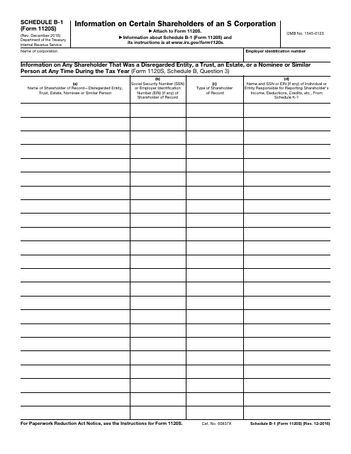IRS Form 1120S Schedule B-1 - Fill Out, Sign Online and Download
