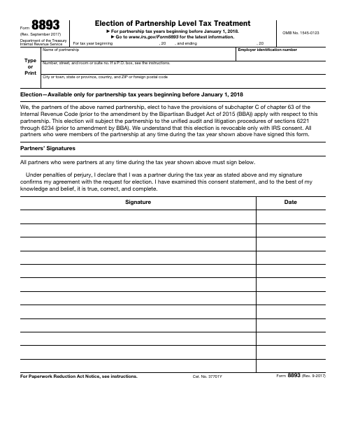 IRS Form 8893  Printable Pdf