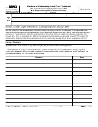 IRS Form 8893 Election of Partnership Level Tax Treatment