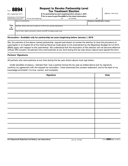 IRS Form 8894  Printable Pdf
