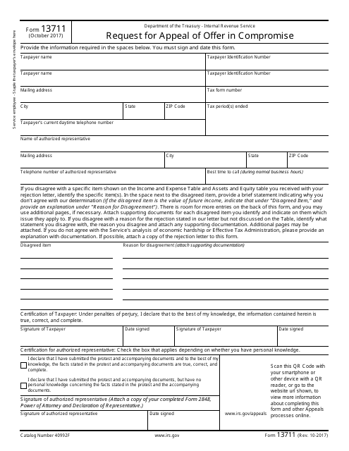 IRS Form 13711  Printable Pdf
