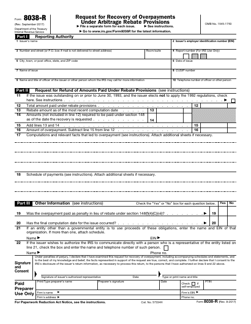 IRS Form 8038-R  Printable Pdf