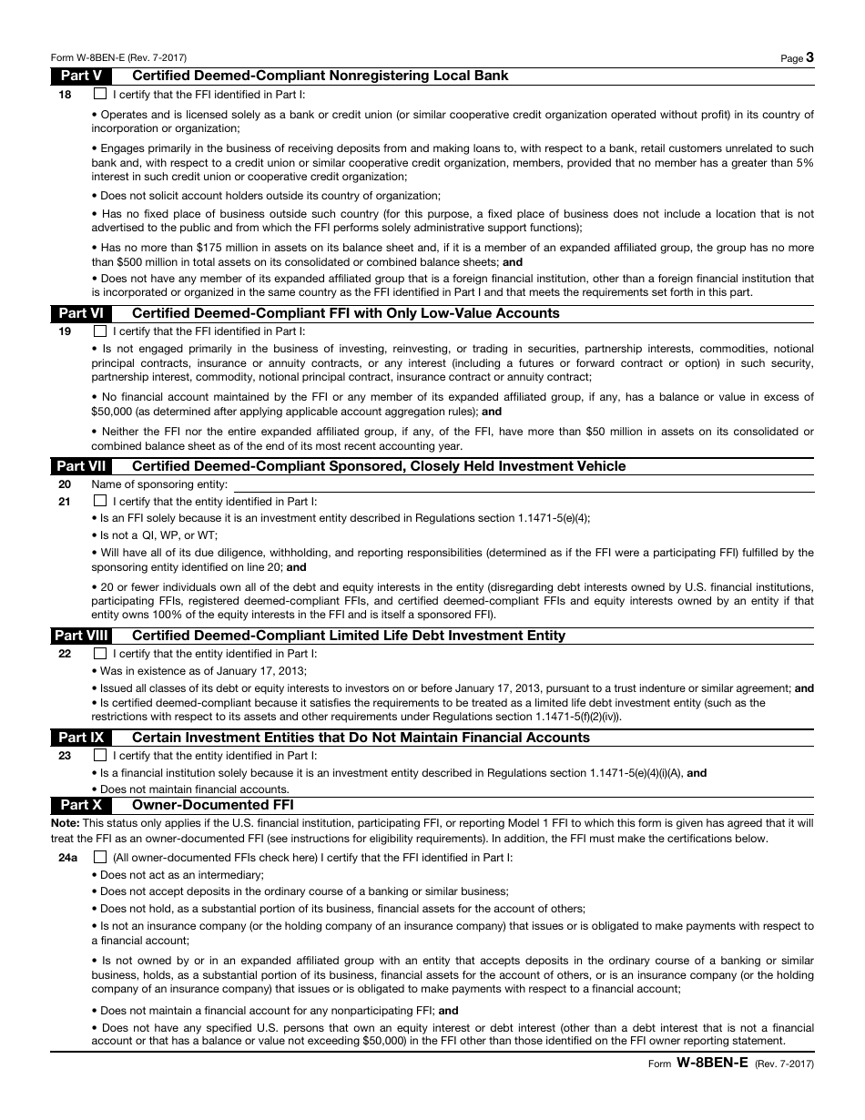 IRS Form W-8BEN-E - Fill Out, Sign Online And Download Fillable PDF ...