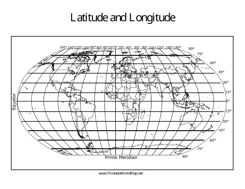 Longitude and Latitude World Map Template Preview