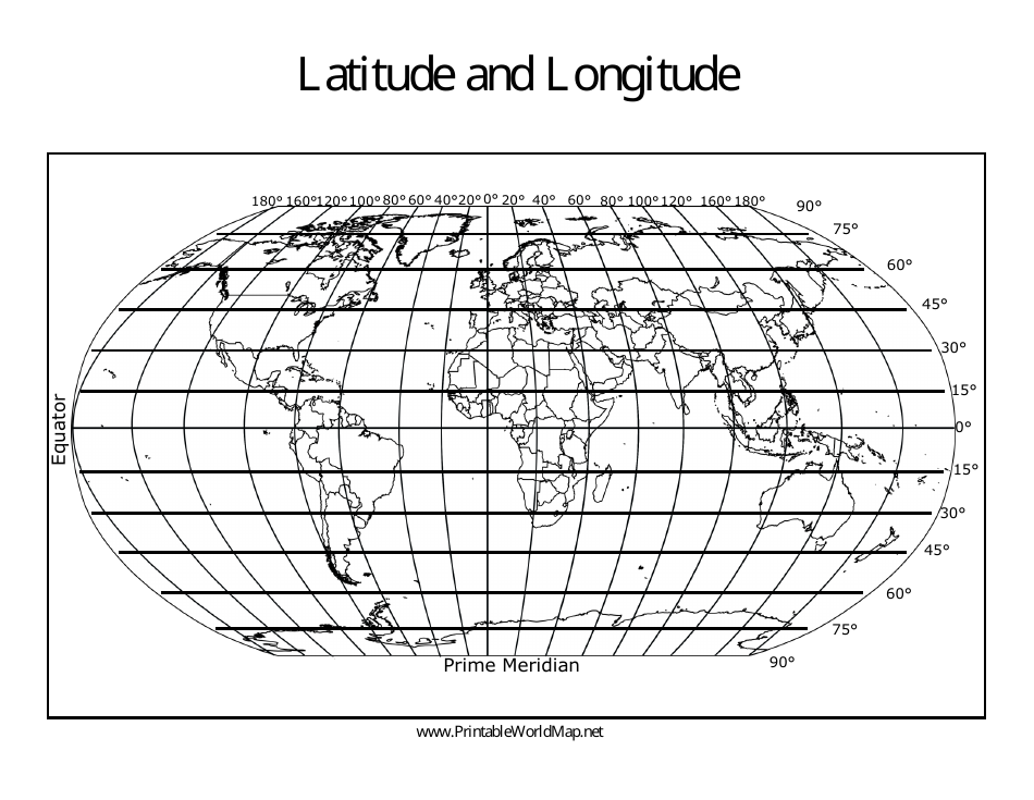 Longitude and Latitude World Map Template Preview
