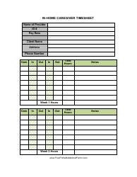 &quot;In-home Caregiver Timesheet Template&quot;