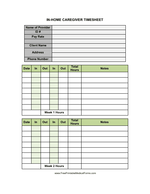 In home Caregiver Timesheet Template Download Printable PDF 