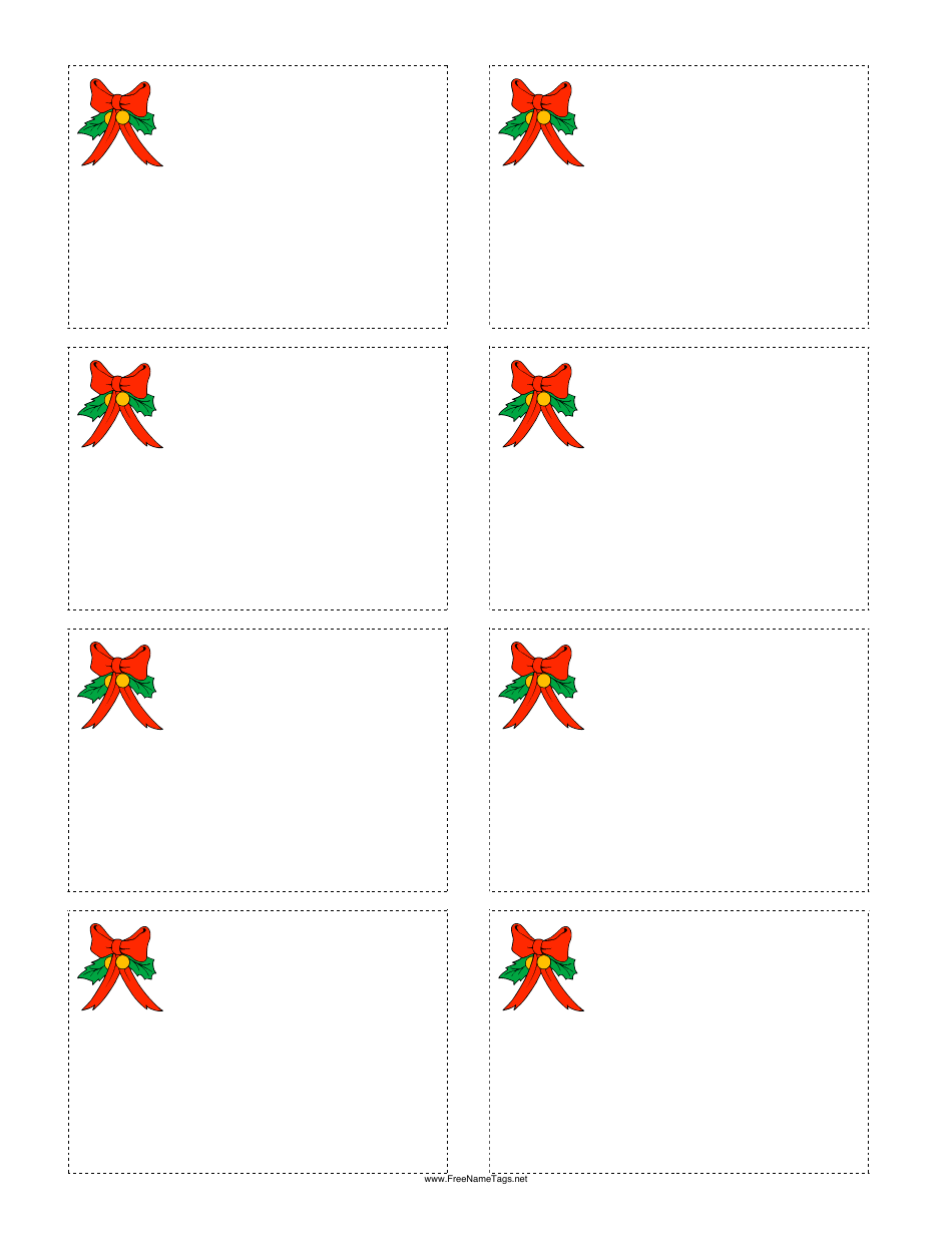 Christmas Bow Name Tag Template(Image Preview)