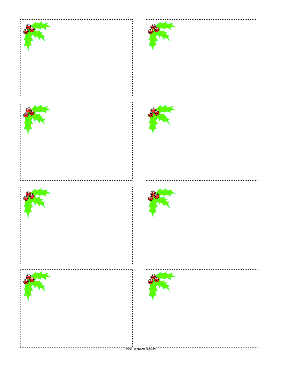 Christmas Holly Gift Tag Template - Leaves