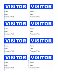 Document preview: Blue Visitor Badge Template