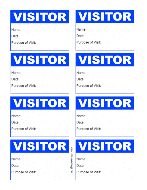 Blue Visitor Badge Template
