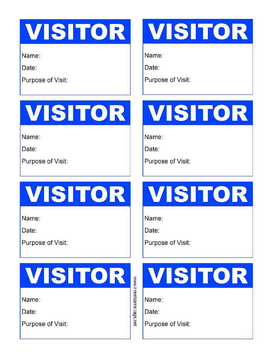 Blue Visitor Badge Template Download Printable PDF  Templateroller For Visitor Badge Template Word