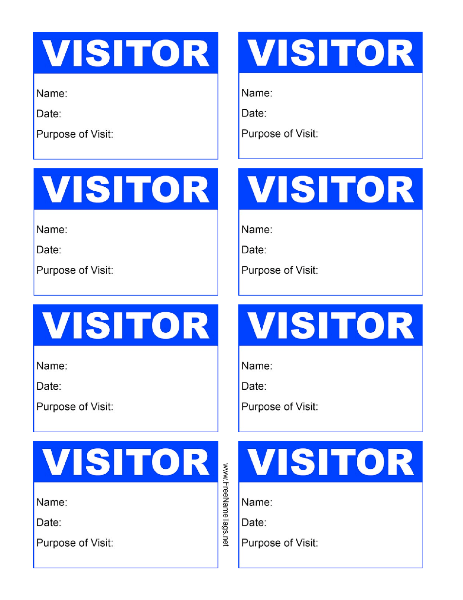 Blue Visitor Badge Template